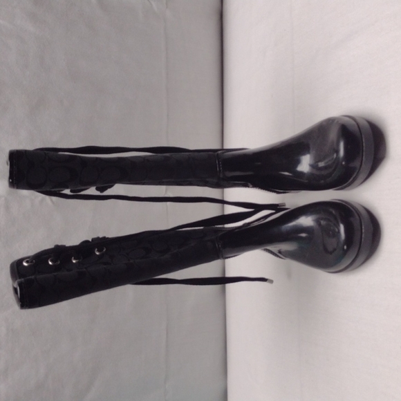 Coach Tristee tall rain boots with lace up back - Picture 2 of 5